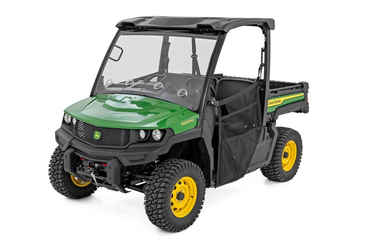 John Deere Gator XUV 835E Full Windshield - Front - Rough Country - Vented (4 adjustable 360-degree rotating vents), Scratch-Resistant, UV-Resistant, 0.25 in Polycarbonate
